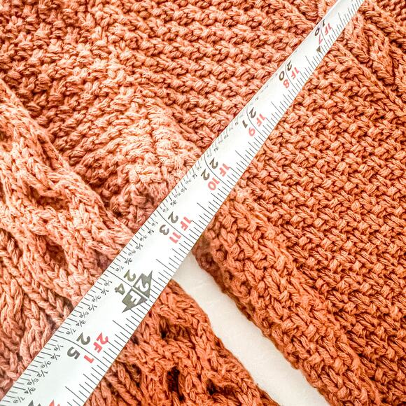 LL Bean Sigature Collection Orange and Navy Men's Chunky Fisherman Sweater XL - Picture 6 of 8